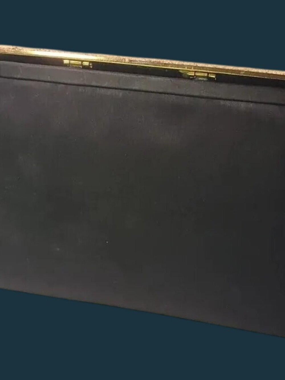 After Five L M Large Black Satin Envelope Clutch Evening Bag Foldover Coin Purse - Picture 2 of 11